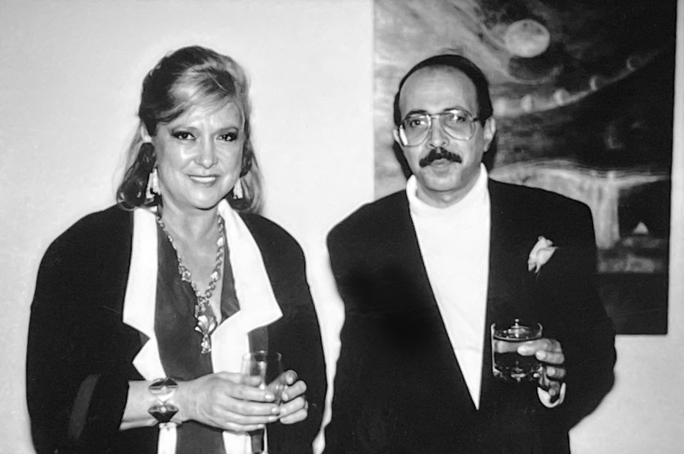 Eva J. Pape and Basil Alkazzi at the exhibition, Keith Green Gallery, New York, 1988